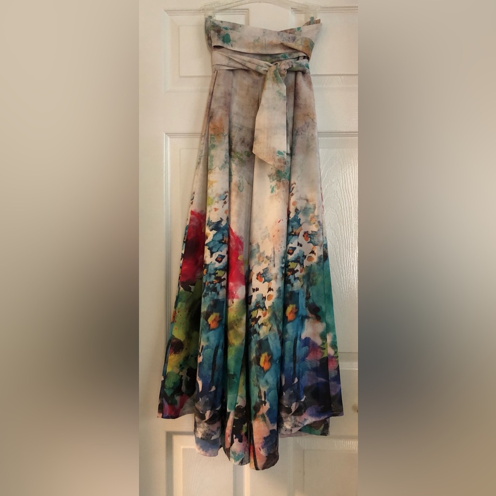 Ranna Gill / Anthropologie ”floral”, palazzo style pant with sash tie at waist